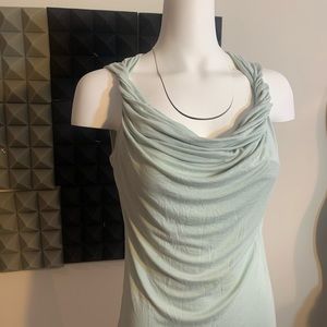 Bunched Low Cut Cowl Neck Scoop Tank Top